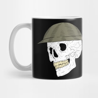 a skull with a british world war 2 helmet. Mug